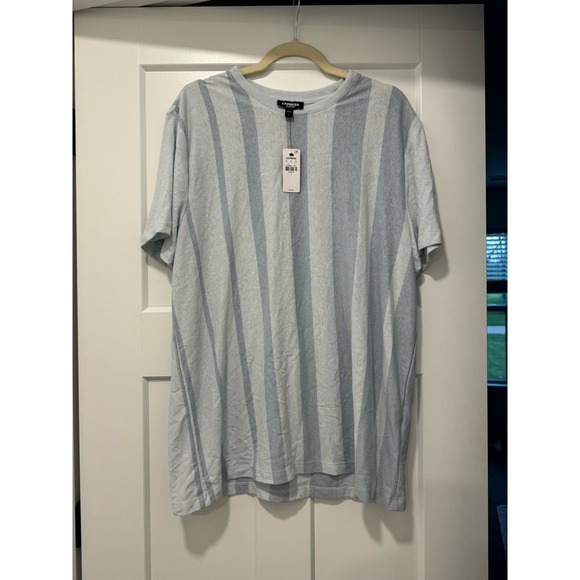 Express Other - Express Baby Blue Stripe Linen Shirt NWT